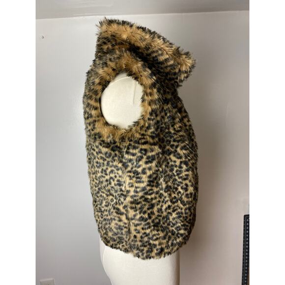 Cherokee Leopard Print Faux Fur Sleeveless Vest Sz L 10/12 Kids - Picture 3 of 14